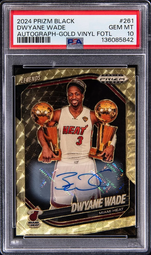 2024-25 Panini Prizm Dwyane Wade Black Autographs Gold Vinyl FOTL Prizm #261 card image