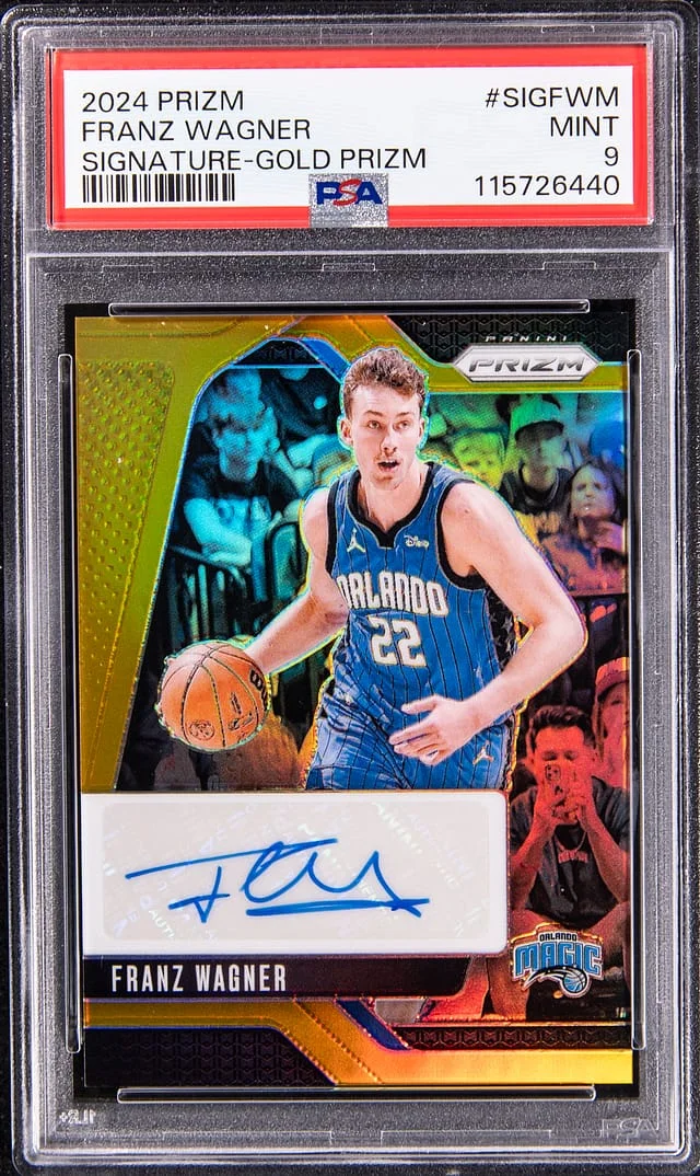 2024-25 Panini Prizm Franz Wagner Signature Gold Prizm #SIGFWM card image