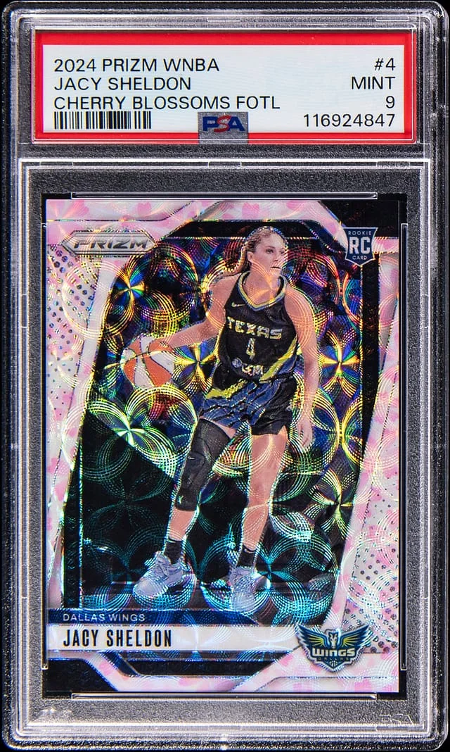 2024-25 Panini Prizm Jacy Sheldon WNBA Cherry Blossoms First Off The Line #4 card image