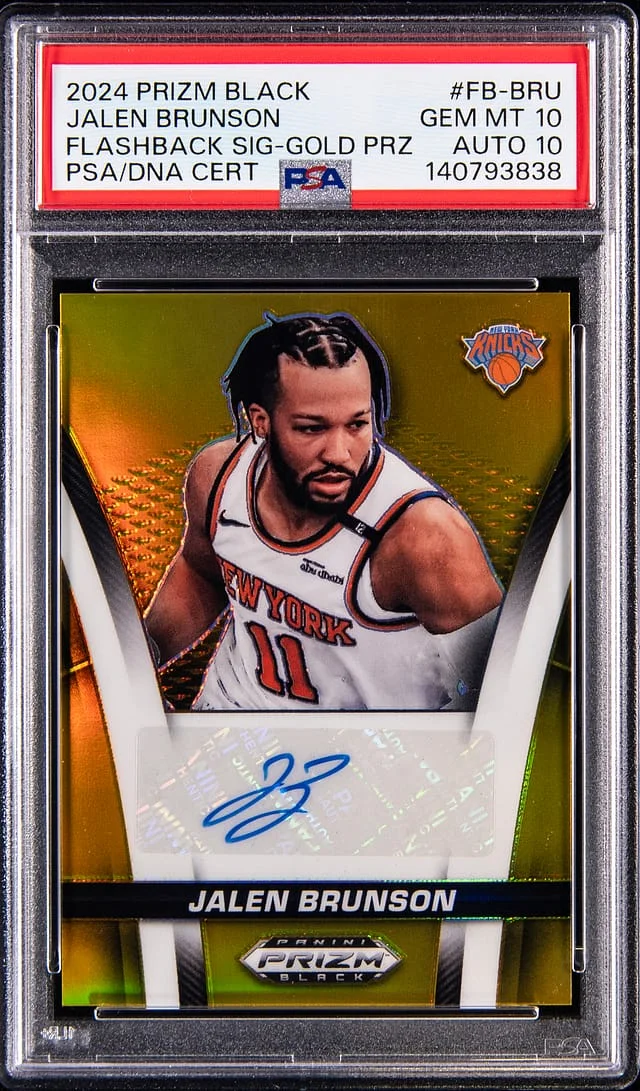 2024-25 Panini Prizm Jalen Brunson Black Flashback Signatures Gold Prizm #FB-BRU card image