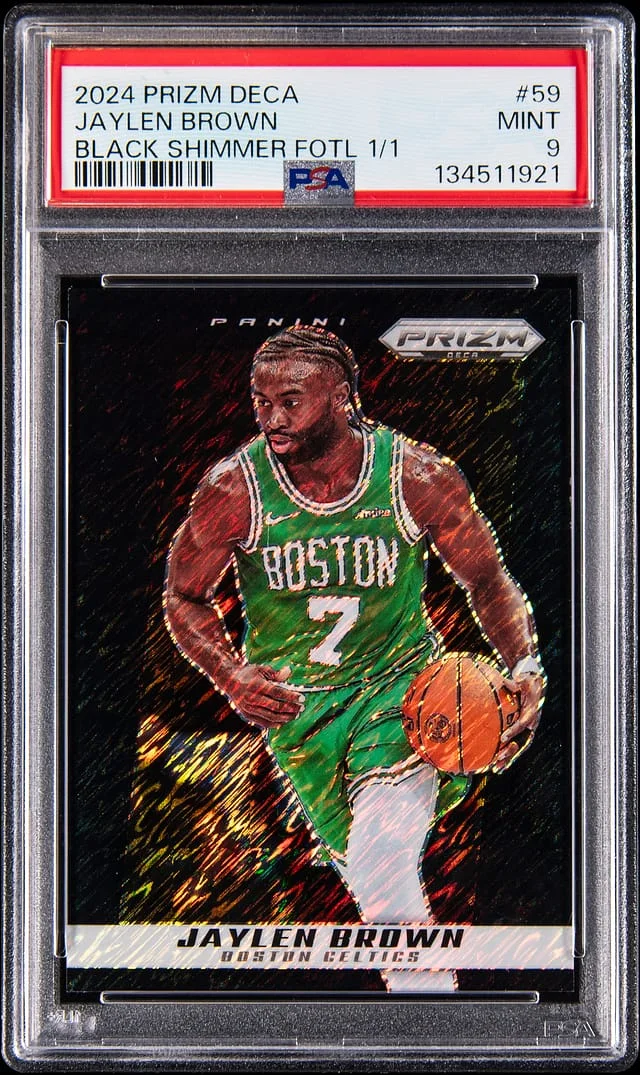 2024-25 Panini Prizm Jaylen Brown Deca Black Shimmer 1st Off the Line (FOTL) #59 card image