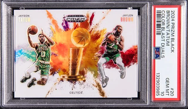 2024-25 Panini Prizm Jayson Tatum/Jaylen Brown Black Color Blast Duals #20 card image