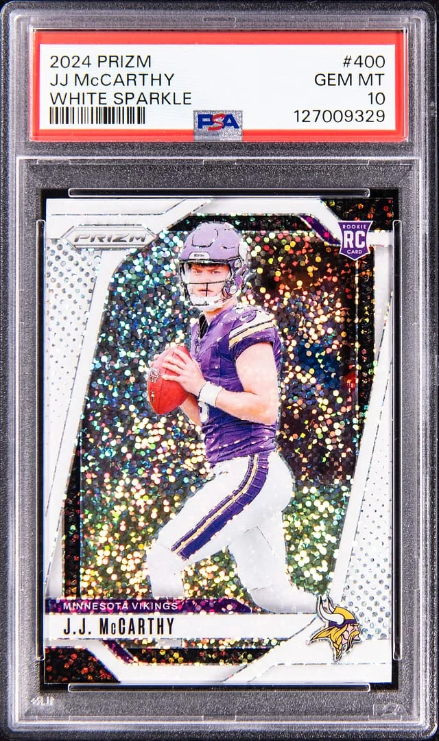 2024-25 Panini Prizm J.J. McCarthy White Sparkle #400 card image