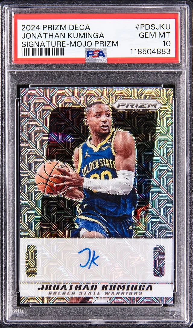 2024-25 Panini Prizm Jonathan Kuminga Deca Signature Mojo Prizm #PDSJKU card image