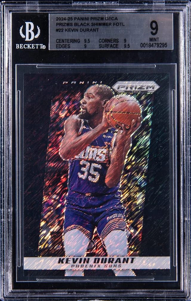 2024-25 Panini Prizm Kevin Durant Deca Black Shimmer Prizm 1st Off the Line (FOTL) #22 card image