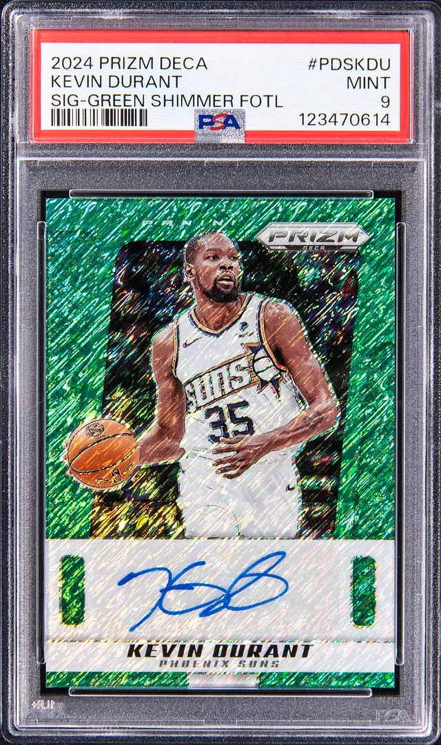 2024-25 Panini Prizm Kevin Durant Deca Signature Green Shimmer FOTL #PDSKDU card image