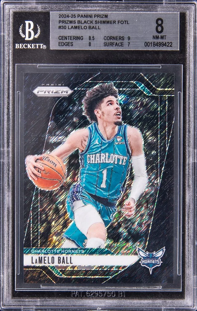 2024-25 Panini Prizm LaMelo Ball Black Shimmer Prizm 1st Off the Line (FOTL) #30 card image