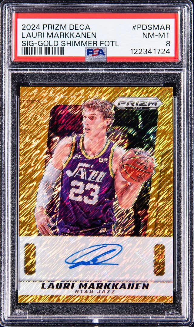 2024-25 Panini Prizm Lauri Markkanen Deca Signatures Gold Shimmer FOTL #PDSMAR card image