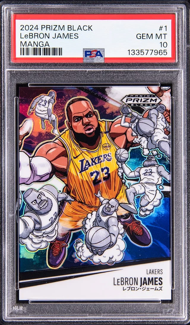 2024-25 Panini Prizm LeBron James Black Manga #1 card image