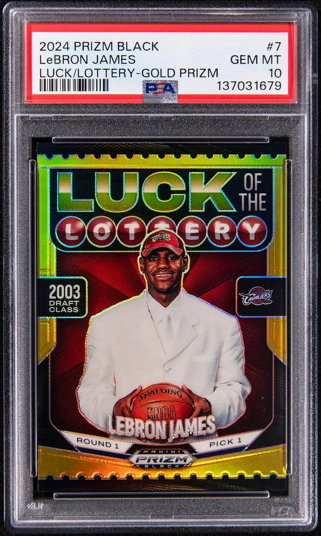 2024-25 Panini Prizm LeBron James Black Luck of the Lottery Gold Prizm #7 card image