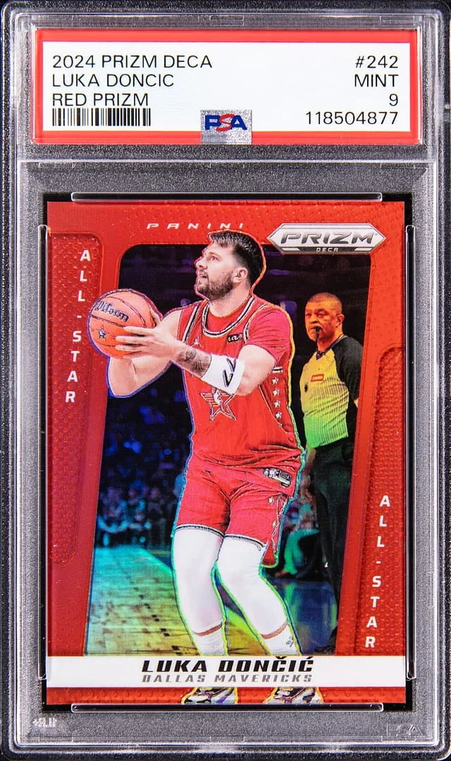 2024-25 Panini Prizm Luka Doncic Deca Red Prizm #242 card image
