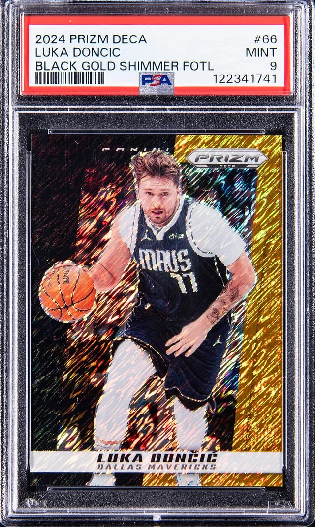 2024-25 Panini Prizm Luka Doncic Deca Black Gold Shimmer FOTL #66 card image