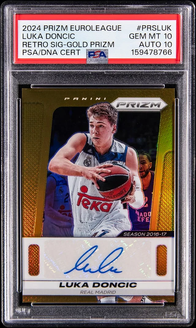 2024-25 Panini Prizm Luka Doncic EuroLeague Retro Signature Gold Prizm #PRS-LUK card image