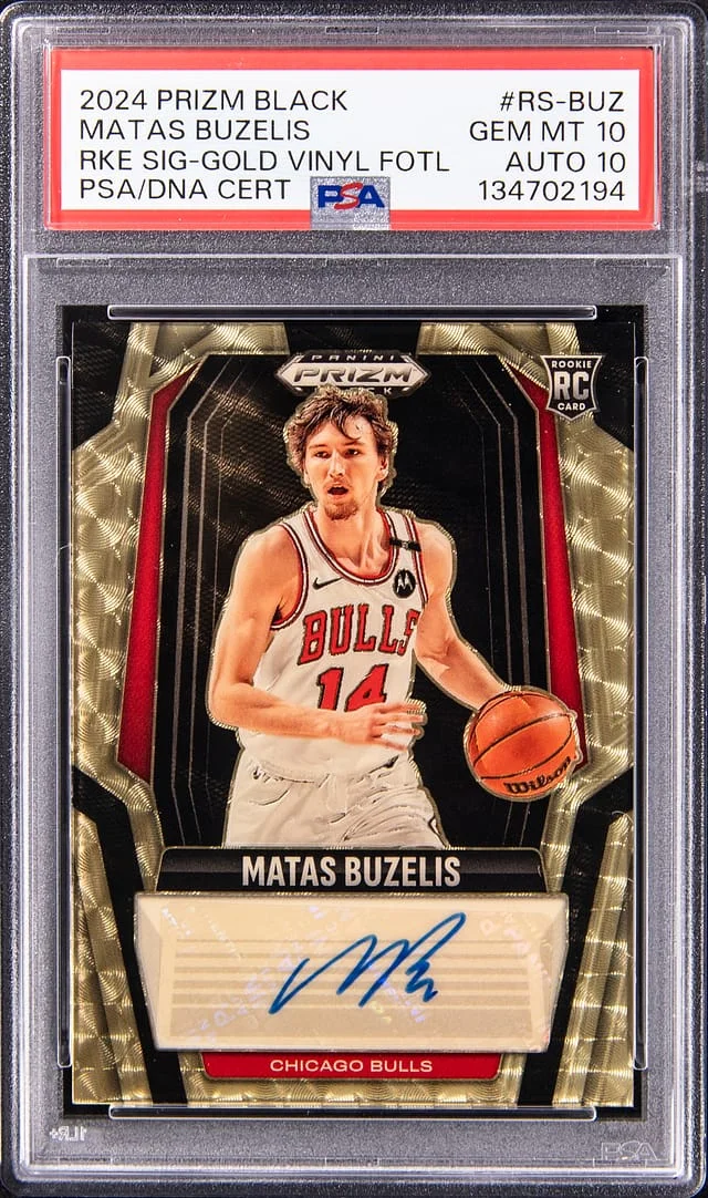 2024-25 Panini Prizm Matas Buzelis Black Signatures Gold Vinyl 1st Off the Line #RS-BUZ card image