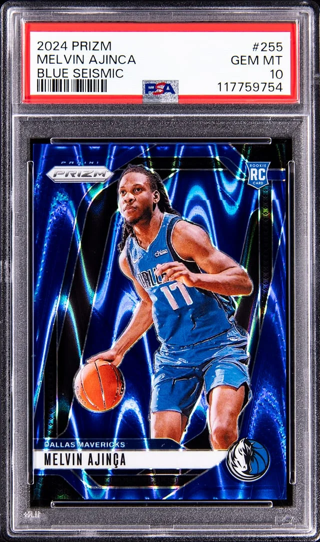 2024-25 Panini Prizm Melvin Ajinca Blue Seismic Prizm #255 card image