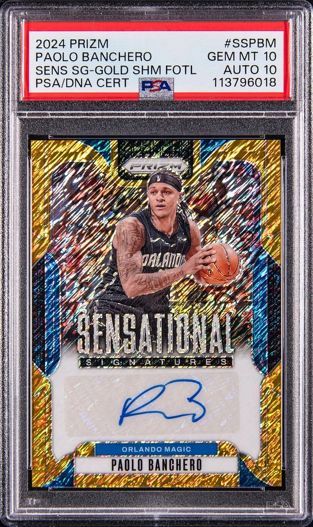 2024-25 Panini Prizm Paolo Banchero Sensational Signatures Gold Shimmer Prizm FOTL #SS-PBM card image