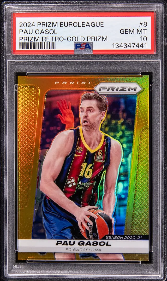 2024-25 Panini Prizm Pau Gasol EuroLeague Prizm Retro Gold Prizm #8 card image