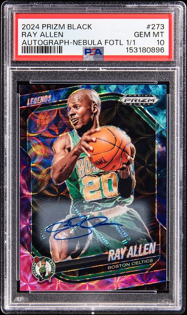 2024-25 Panini Prizm Ray Allen Black Autograph Nebula First Off The Line (FOTL) #273 card image
