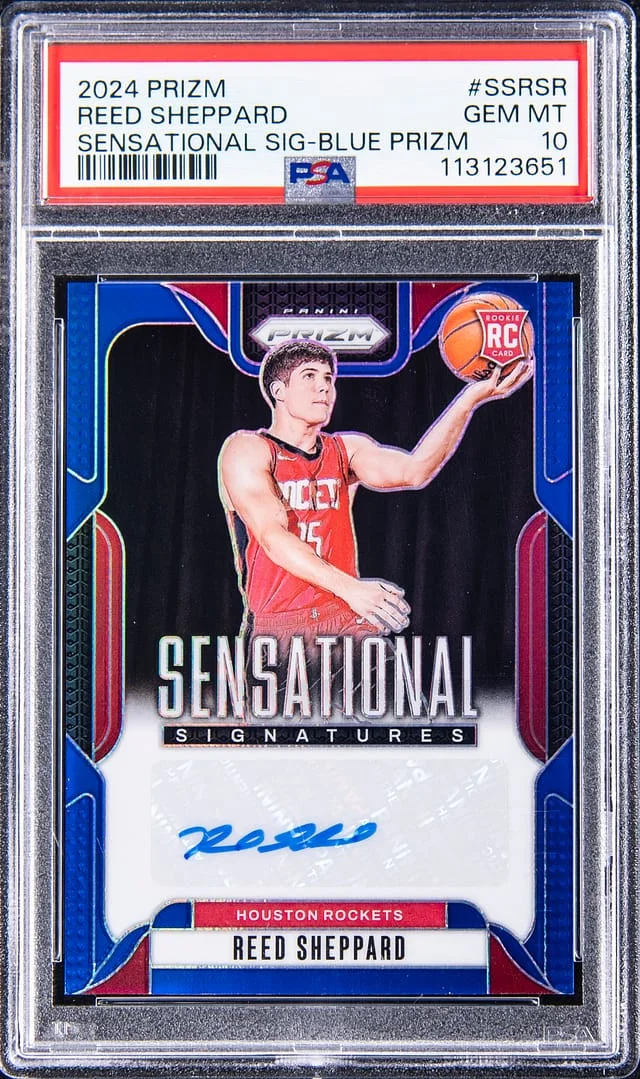2024-25 Panini Prizm Reed Sheppard Sensational Signature Blue Prizm #SSRSR card image