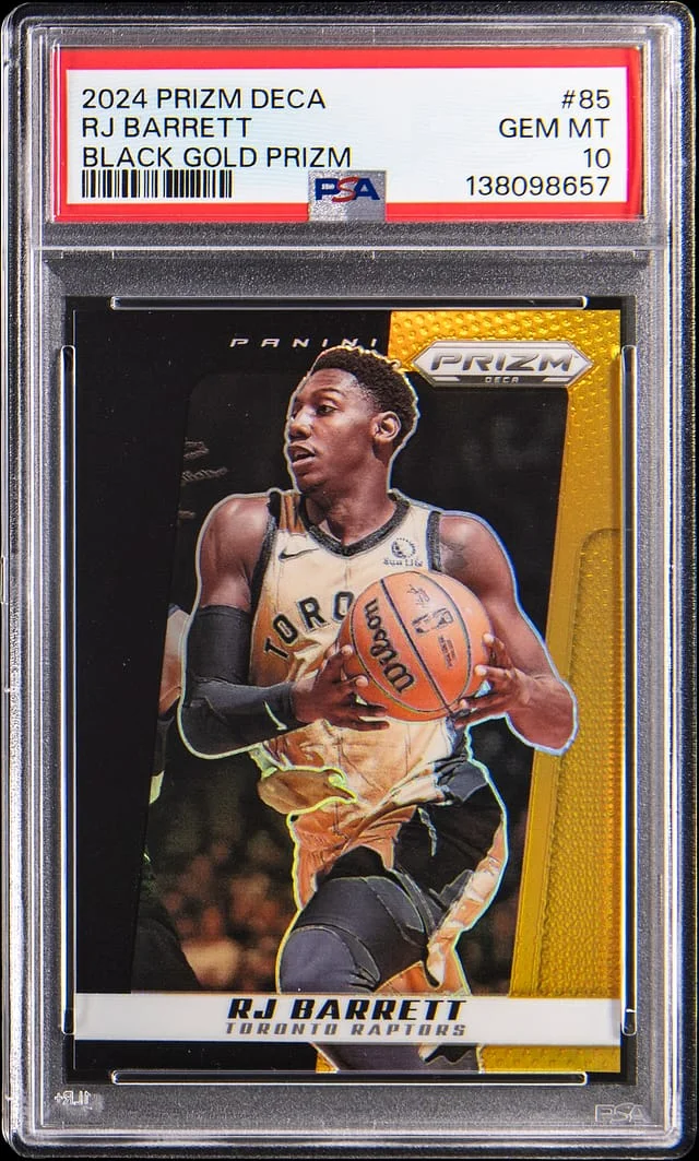 2024-25 Panini Prizm RJ Barrett Deca Black Gold Prizm #85 card image