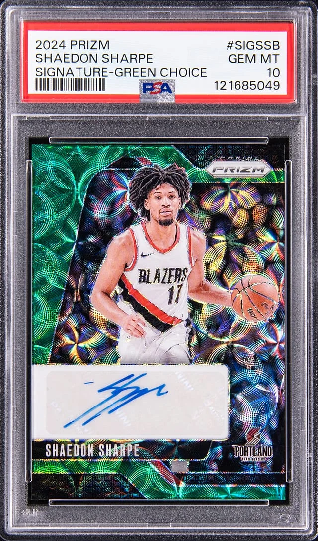 2024-25 Panini Prizm Shaedon Sharpe Signatures Green Choice Prizm #SIG-SSB card image