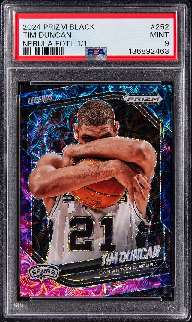 2024-25 Panini Prizm Tim Duncan Black Nebula Prizm FOTL #252 card image