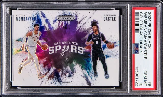 2024-25 Panini Prizm Victor Wembanyama/Stephon Castle Black Color Blast Duals #8 card image