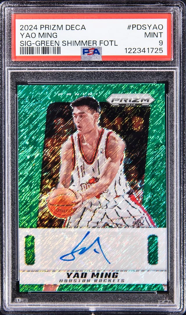 2024-25 Panini Prizm Yao Ming Deca Signature Green Shimmer FOTL #PDSYAO card image