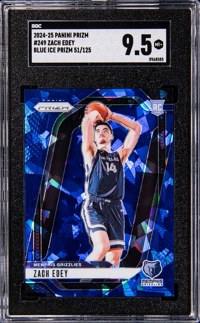 2024-25 Panini Prizm Zach Edey Blue Ice Prizm #249 card image