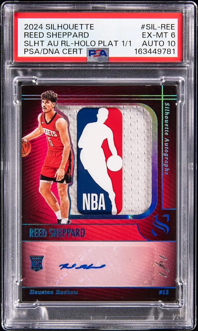 2024-25 Panini Reed Sheppard Silhouette Autograph Relic Logoman Holo Platinum #SIL-REE card image