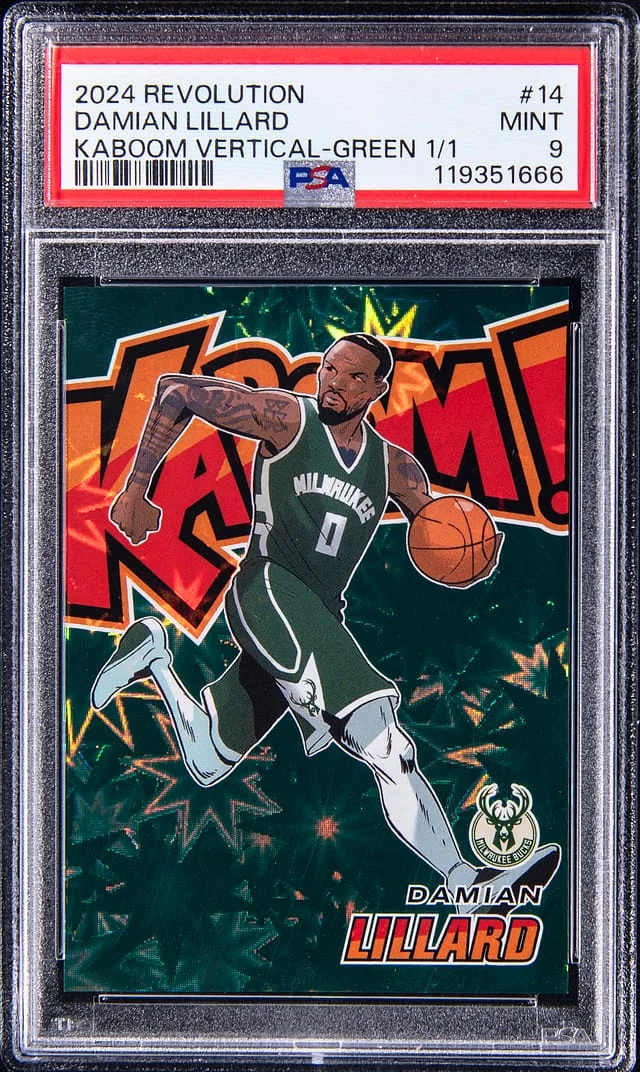 2024-25 Panini Revolution Damian Lillard Kaboom Vertical Green #14 card image