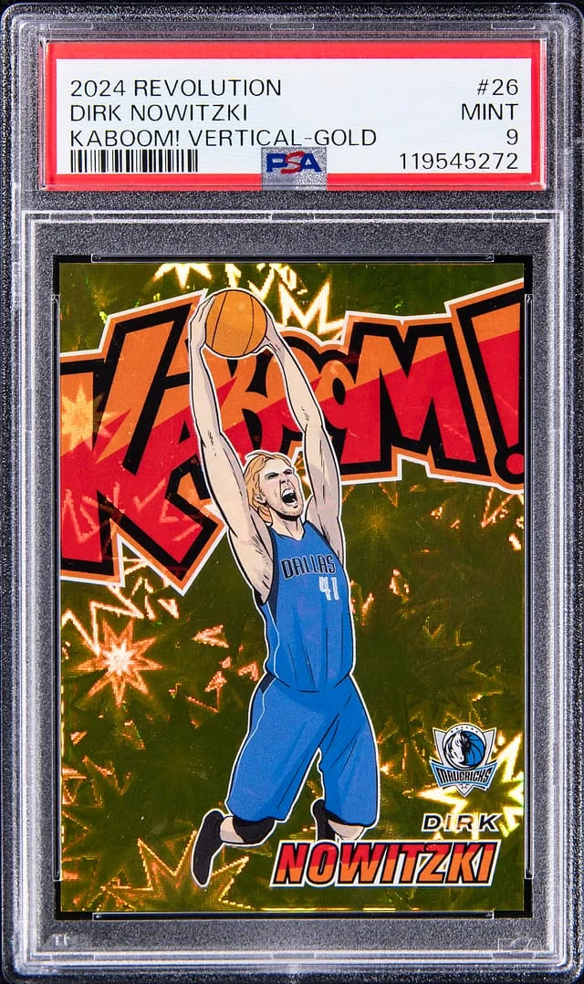 2024-25 Panini Revolution Dirk Nowitzki Kaboom! Vertical Gold #26 card image