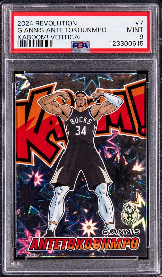 2024-25 Panini Revolution Giannis Antetokounmpo Kaboom! Vertical #7 card image
