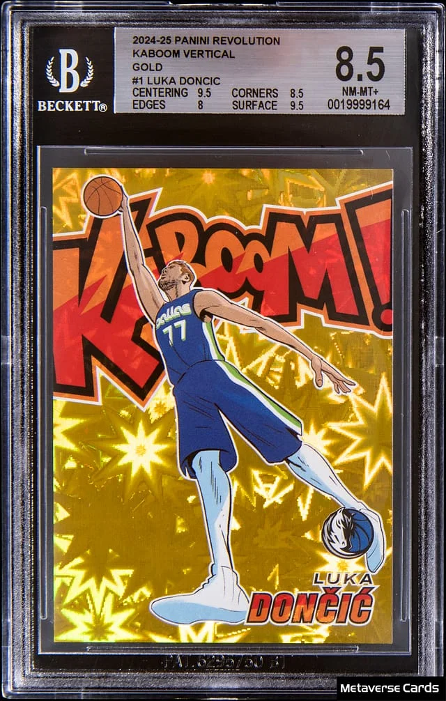 2024-25 Panini Revolution Luka Doncic Kaboom! Vertical Green #1 card image