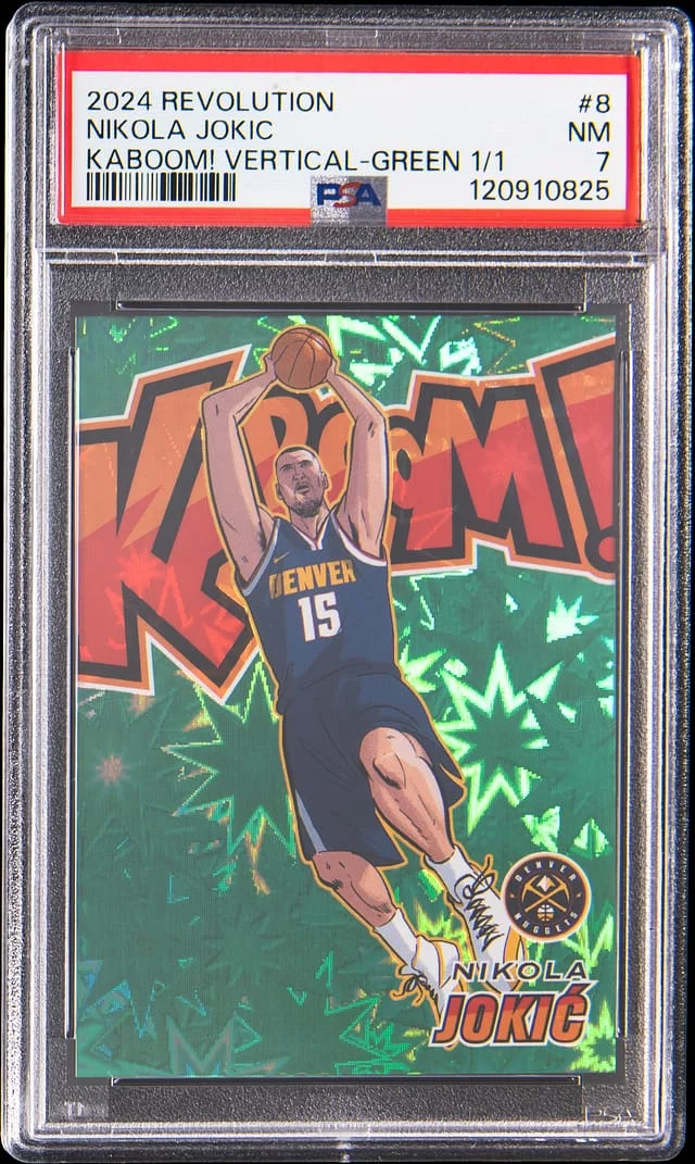 2024-25 Panini Revolution Nikola Jokic Kaboom! Vertical Green #8 card image