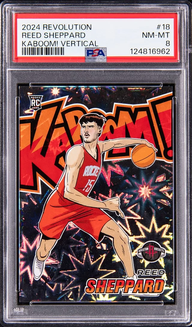 2024-25 Panini Revolution Reed Sheppard Kaboom! Vertical Gold #18 card image