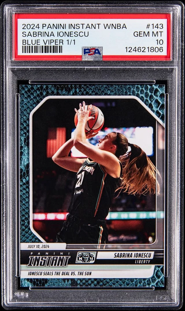 2024-25 Panini Sabrina Ionescu Instant WNBA Blue Viper 1/1 #143 card image