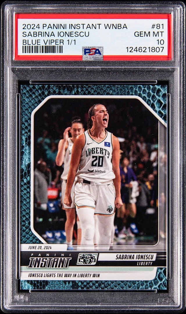 2024-25 Panini Sabrina Ionescu Instant WNBA Blue Viper 1/1 #81 card image