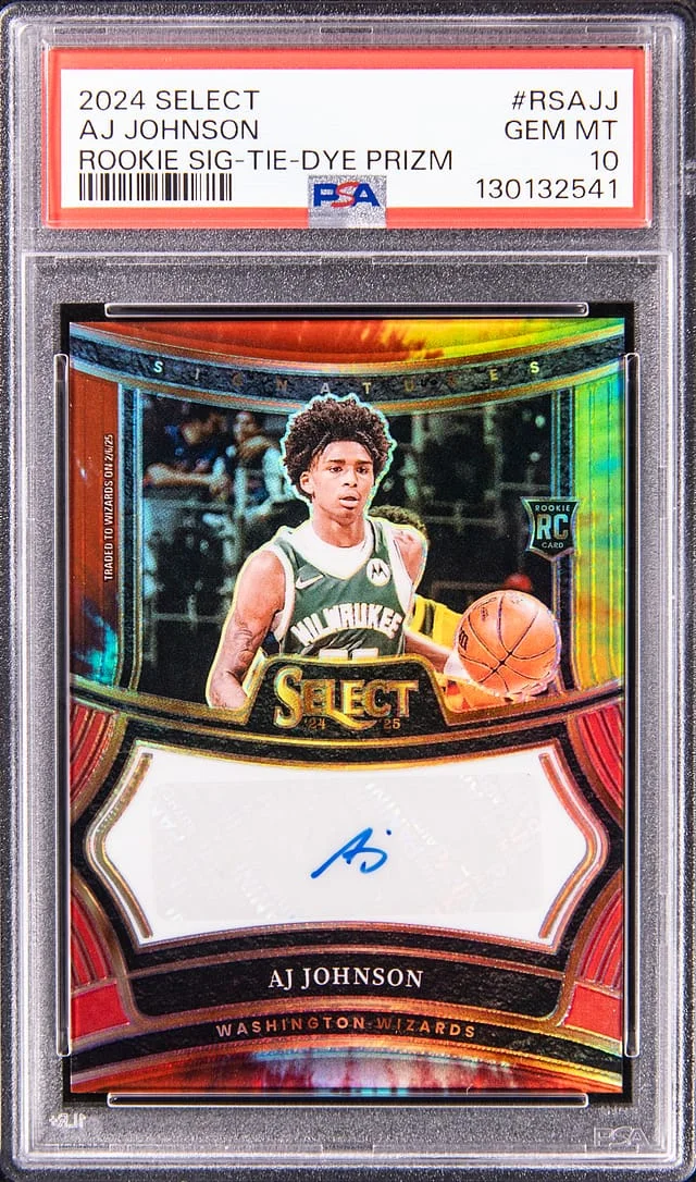 2024-25 Panini Select AJ Johnson Signature Tie-Dye Prizm #RS-AJJ card image