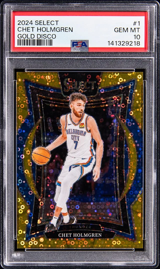 2024-25 Panini Select Chet Holmgren Gold Disco Prizm #1 card image