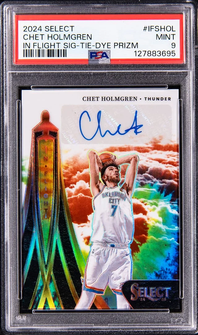 2024-25 Panini Select Chet Holmgren In Flight Signatures Tie-Dye Prizm #IFSHOL card image
