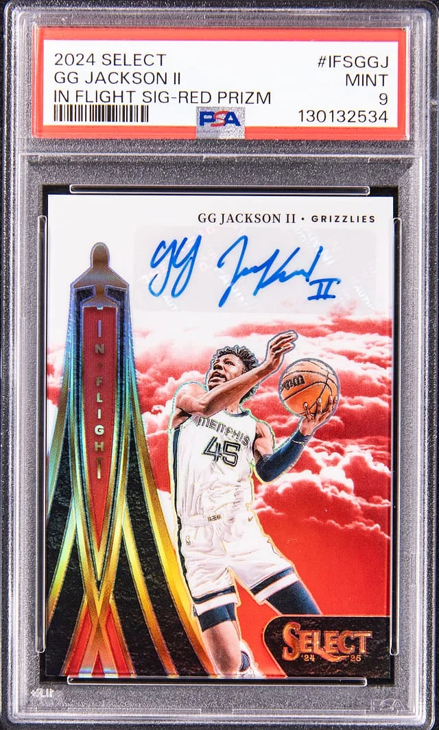 2024-25 Panini Select GG Jackson II In Flight Signature Red Prizm #IFS-GGJ card image