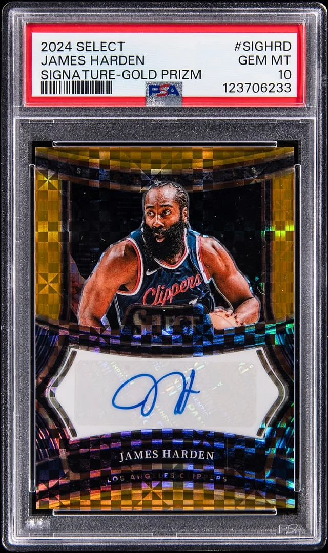 2024-25 Panini Select James Harden Signature Gold Prizm #SIG-HRD card image