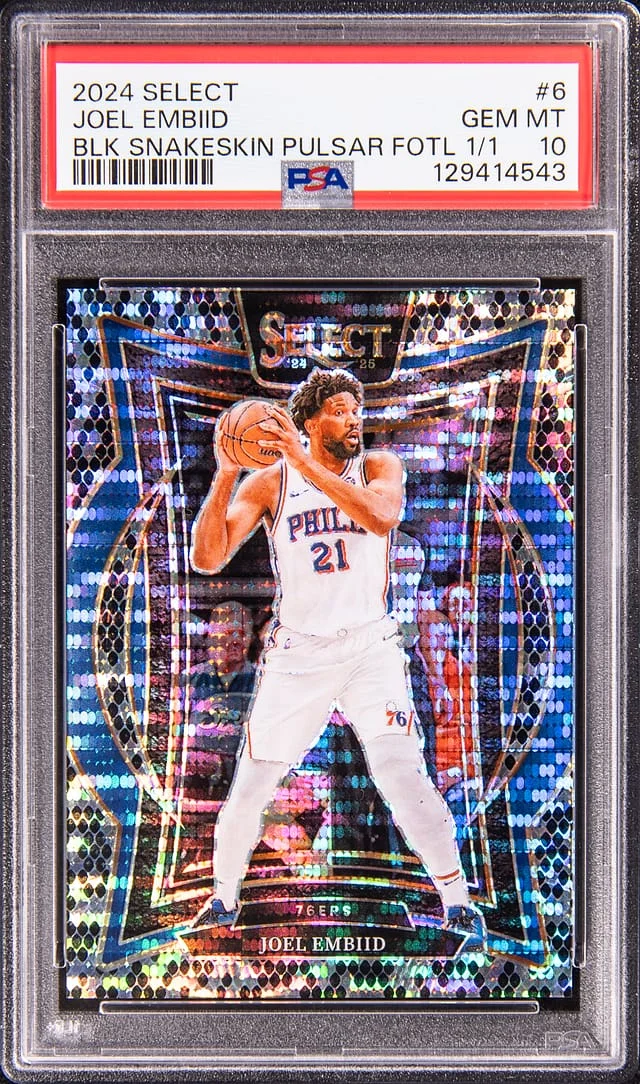 2024-25 Panini Select Joel Embiid Black Snakeskin Pulsar FOTL #6 card image