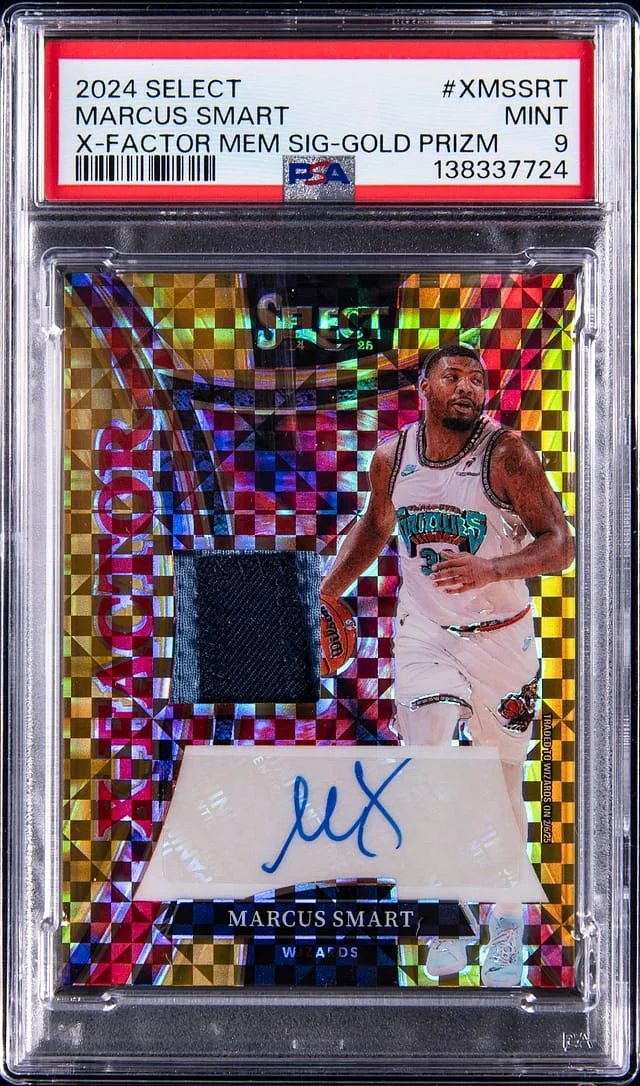 2024-25 Panini Select Marcus Smart X-Factor Memorabila Signatures Gold Prizm #XMS-SRT card image