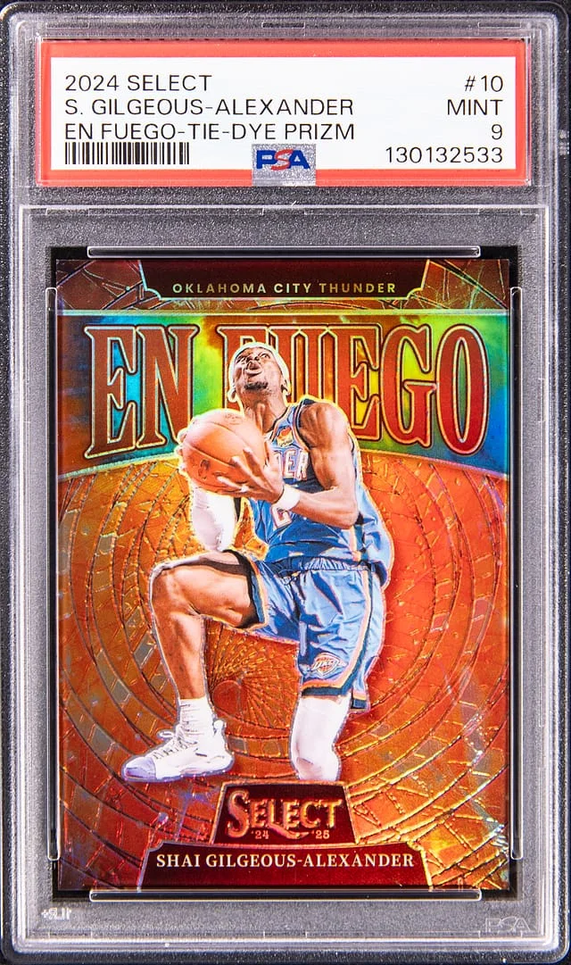 2024-25 Panini Select Shai Gilgeous-Alexander En Fuego Tie-Dye Prizm #10 card image