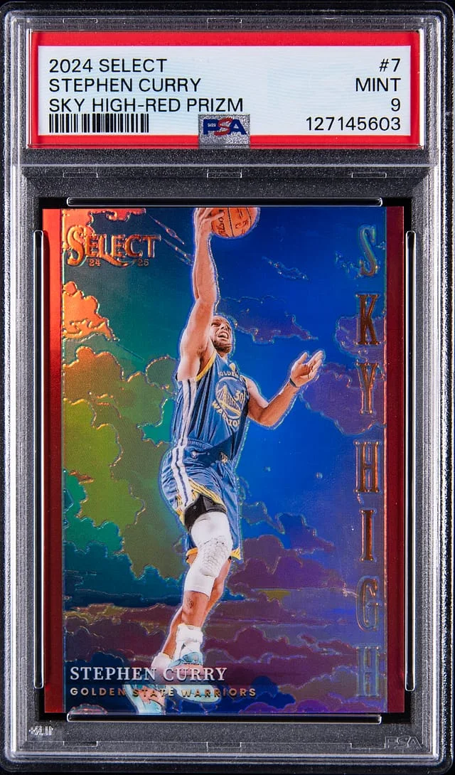 2024-25 Panini Select Stephen Curry Sky High Red Prizm #7 card image