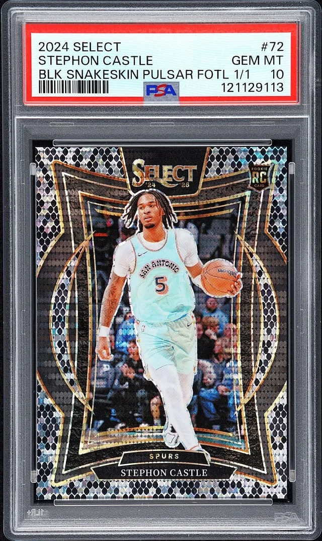 2024-25 Panini Select Stephon Castle Black Snakeskin Pulsar FOTL Prizm #72 card image