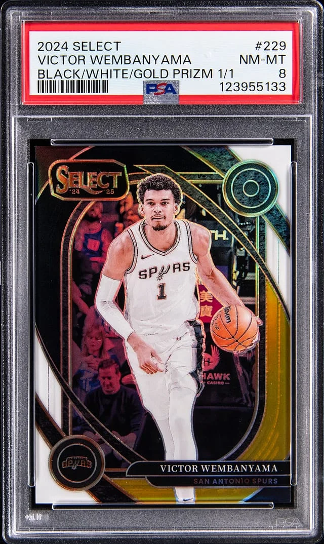 2024-25 Panini Select Victor Wembanyama Courtside Black/White/Gold Prizm #229 card image