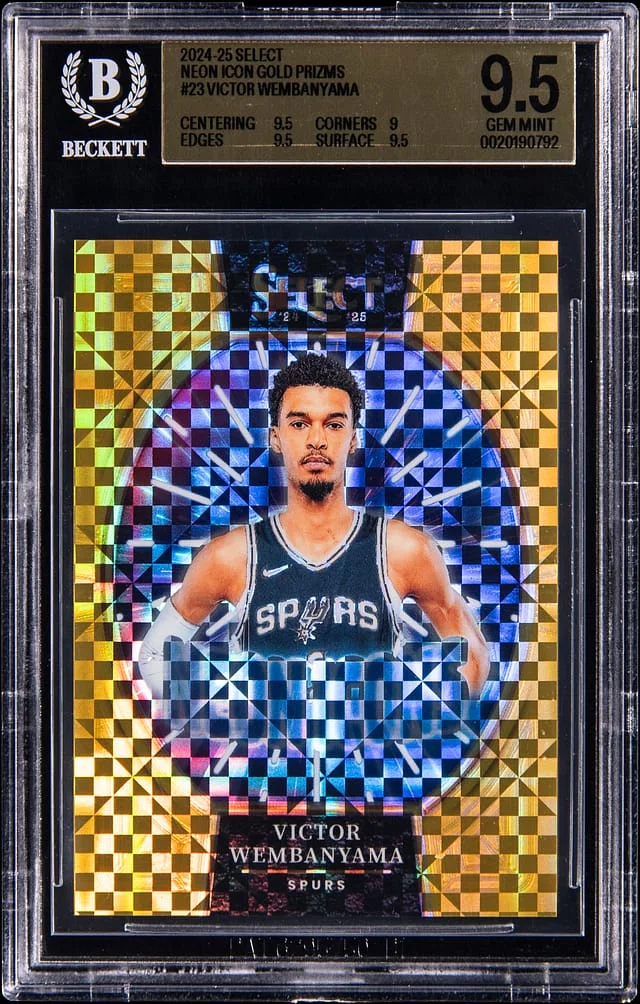2024-25 Panini Select Victor Wembanyama Neon Icons Gold Prizm #23 card image